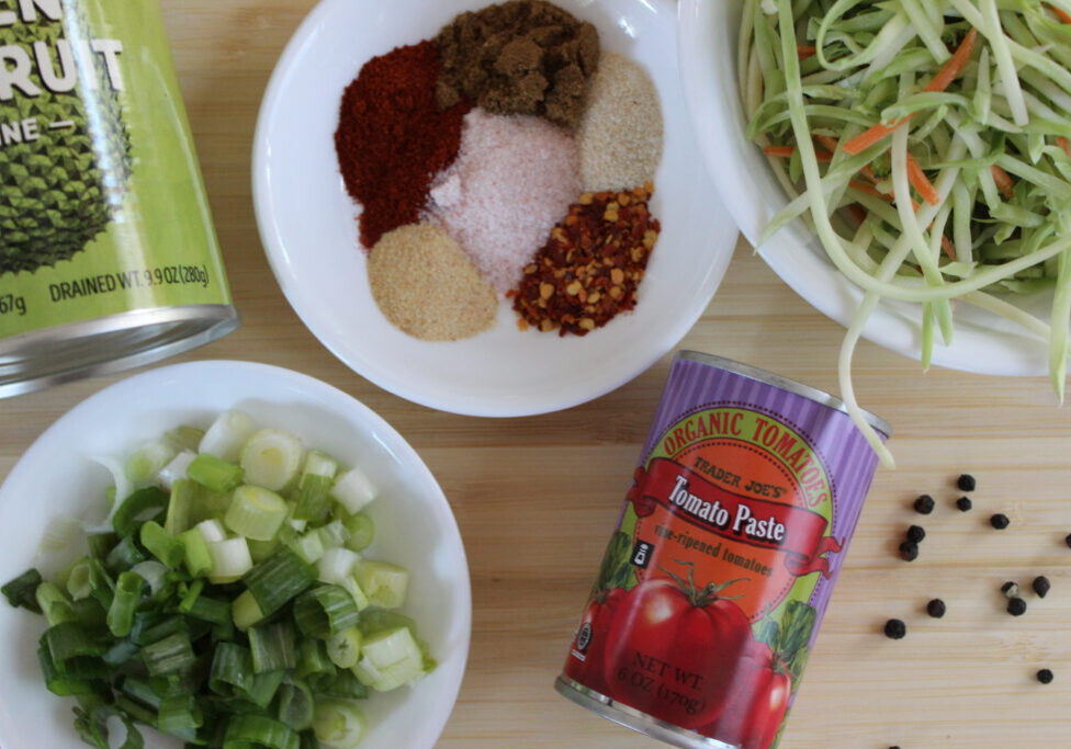 tomato paste, green onions, and spices